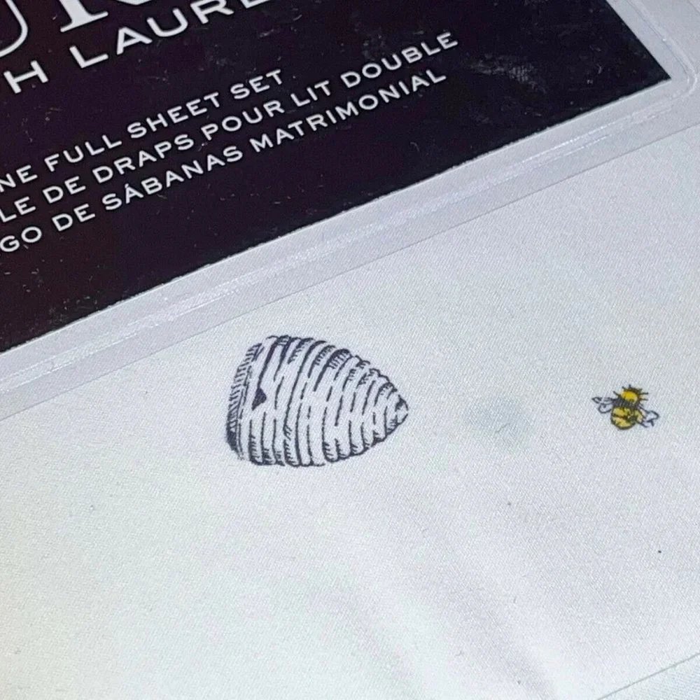 Ralph Lauren FULL Size Sheet Set - Honey Bees Hives Bumblebee (ALL COTTON)